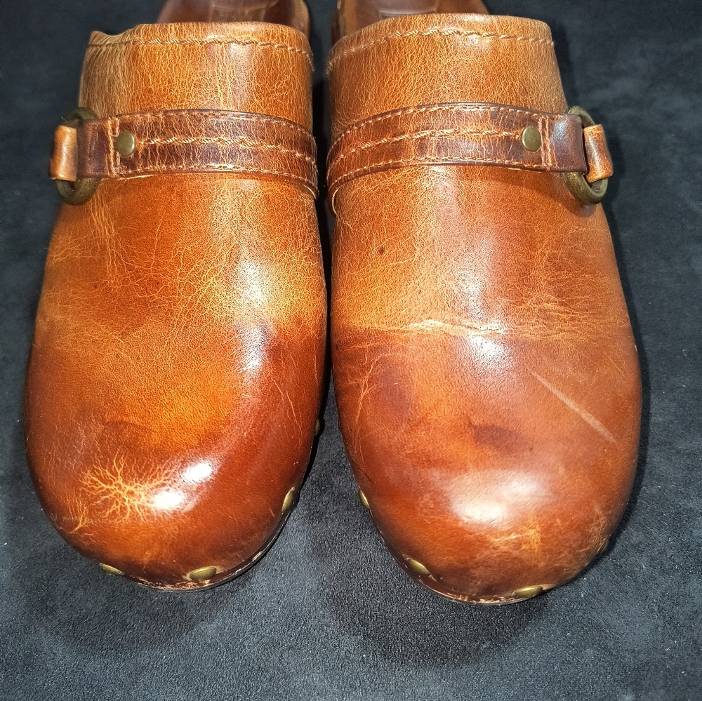 Frye Brown Leather Clogs with Brass Buckle - Picture 5 of 15
